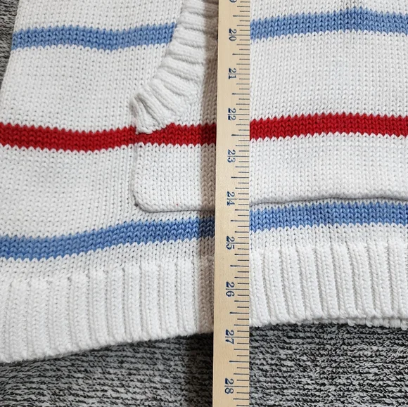 Talbot's Women's XL White Cable Knit Sweater With‎ Blue & Red Stripes Nautical - Picture 7 of 8